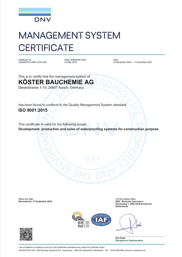 Quality Management Certificate